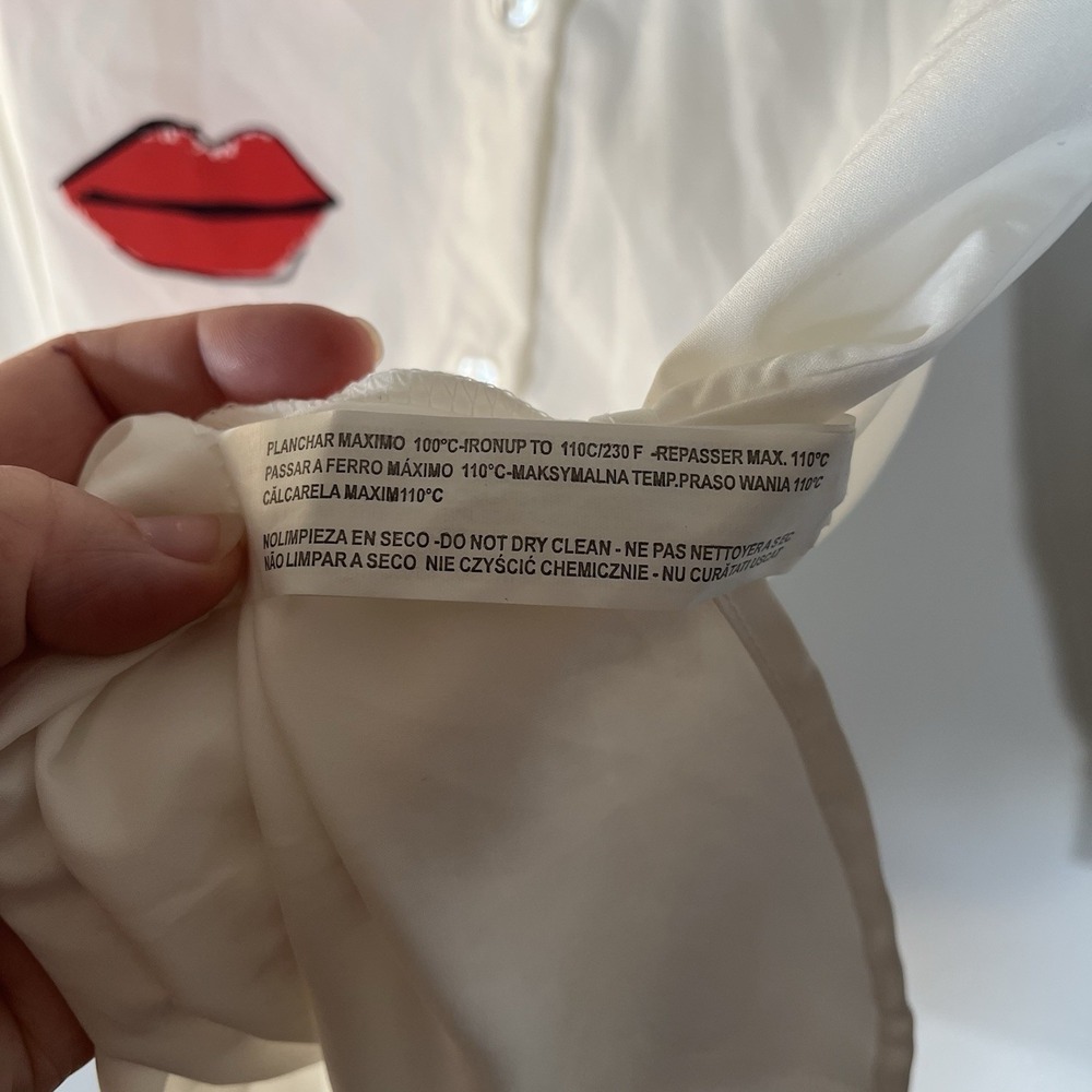 HTF Garance Dore X Zara 100% Cotton Blouse Kiss Lips Parisian Chic Sz Med Rare - Picture 6 of 14